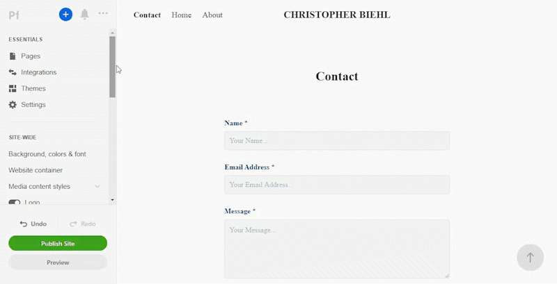 add content to the form